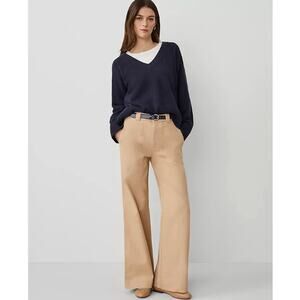 Ann Taylor Weekend Wide Leg Pants Size 12 Khaki Tan Casual Trousers